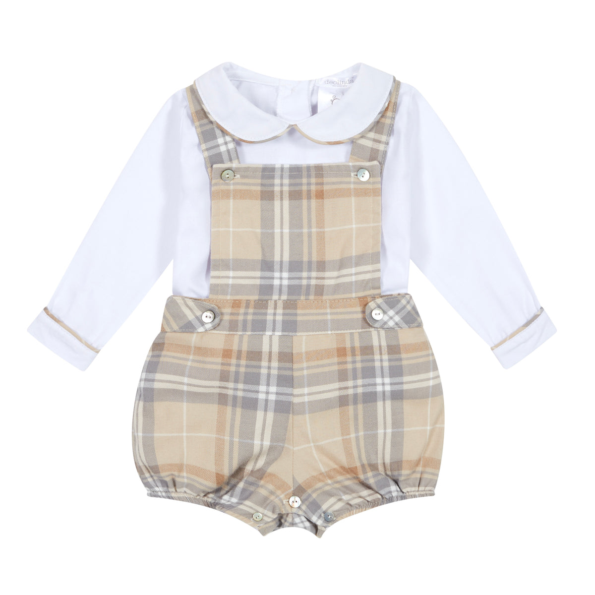 Beige & Grey Check Shortie Set