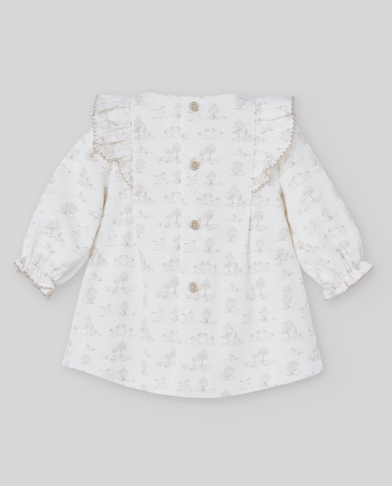 Ivory Toile de Jouy Print Dress