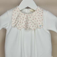 Ivory Floral Velour Babygrow