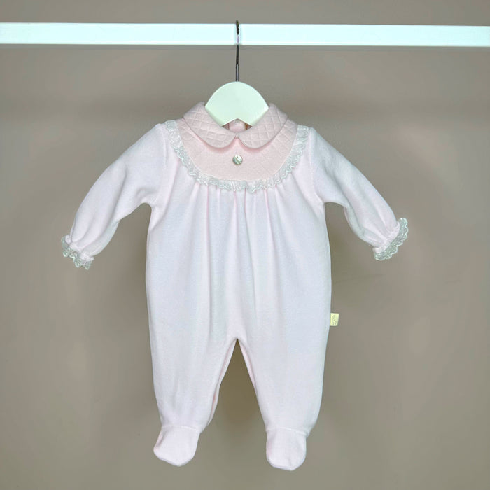 Pink Velour Babygrow