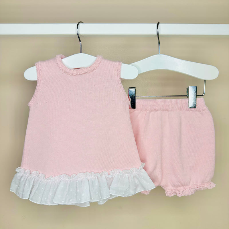 Pink Girls Bow Bloomer Shorts Set