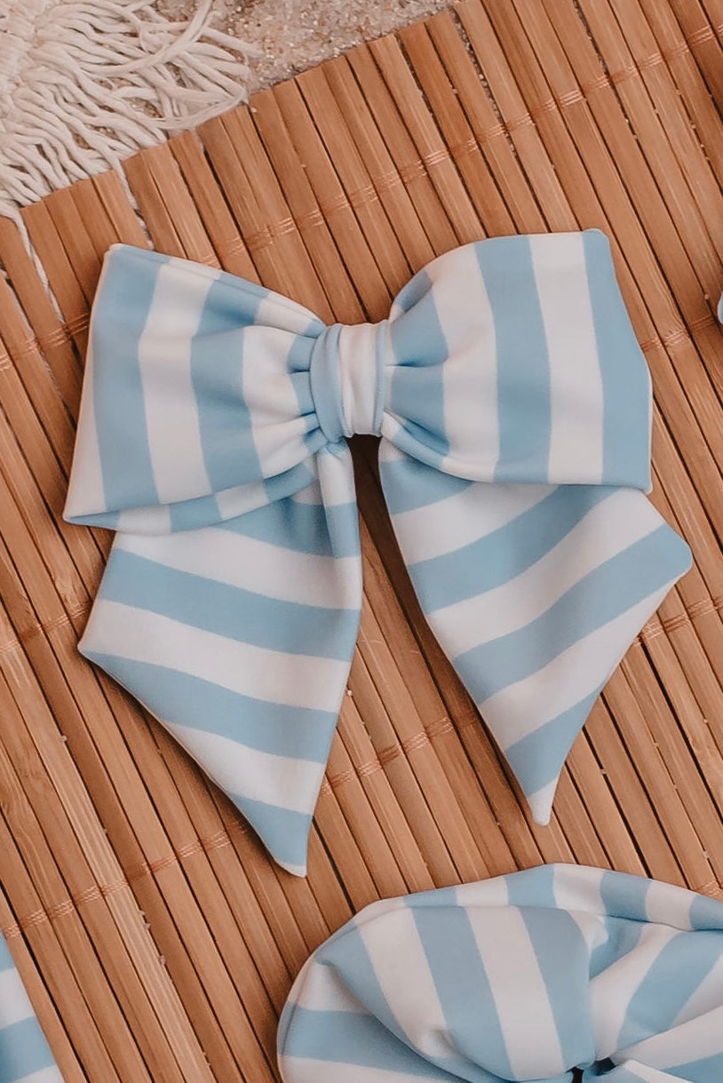 Blue Stripes Hair Bow