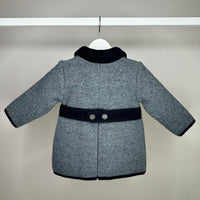 Grey Marae Coat With Navy Trim