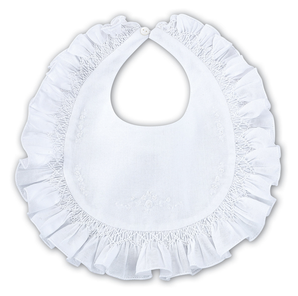 White Floral Frilly Bib