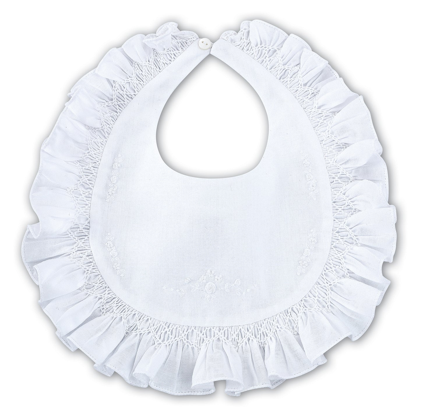 White Floral Frilly Bib