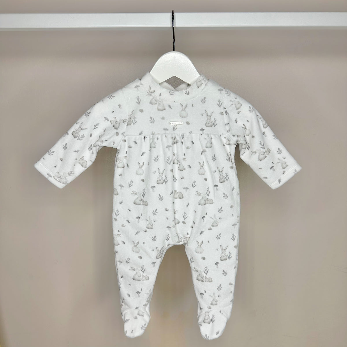 Grey Bunny Print Babygrow