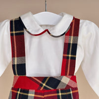 Boys Tartan Dungaree Shortie Set