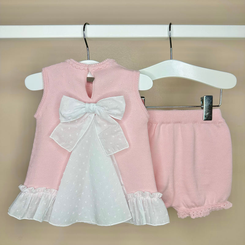 Pink Girls Bow Bloomer Shorts Set