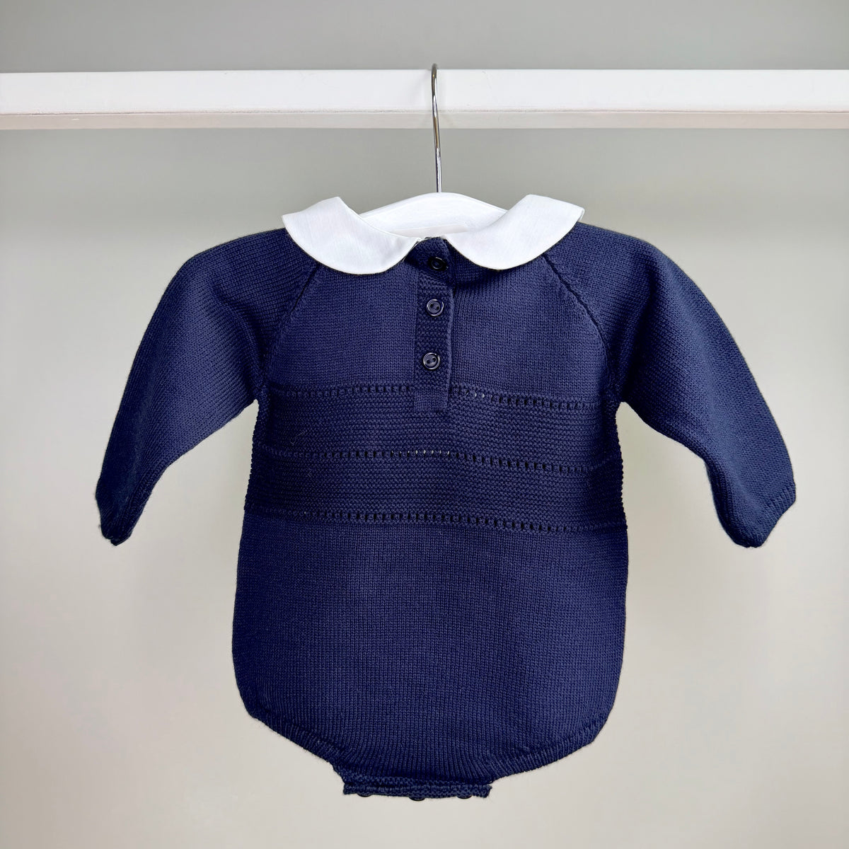 Navy Knitted Peter Pan Collar Romper