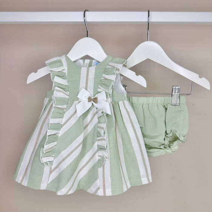 Green Stripe Dress & Pant Set