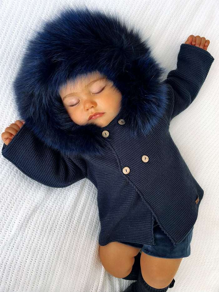 Navy Fur Trimmed Jacket