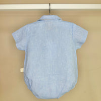 Blue Linen Polo Romper