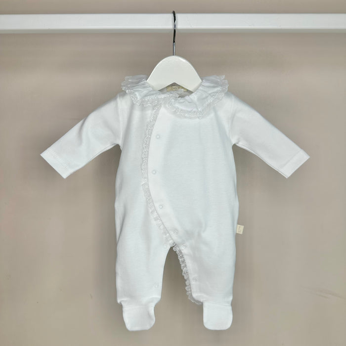 White Lace Trimmed Babygrow