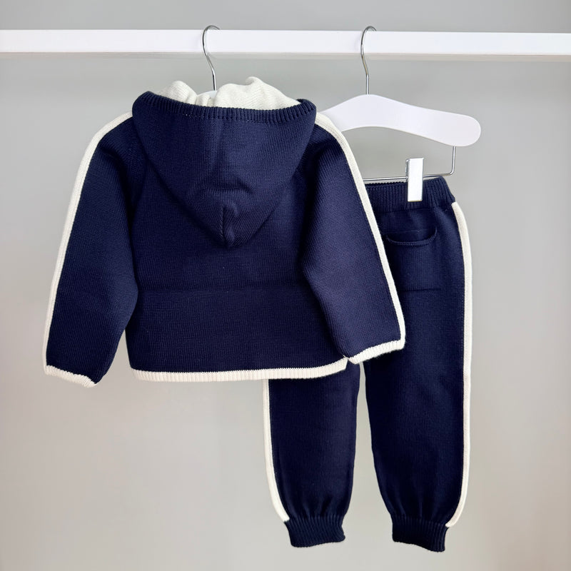 Navy & Cream Hoodie Tracksuit