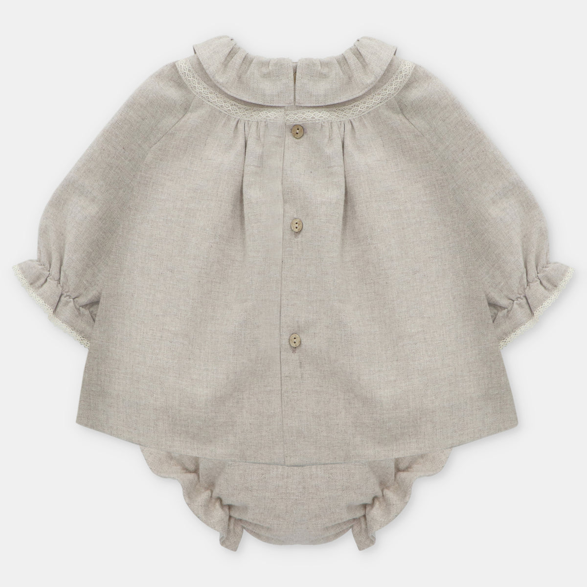 Beige Woven Cotton Pant Set