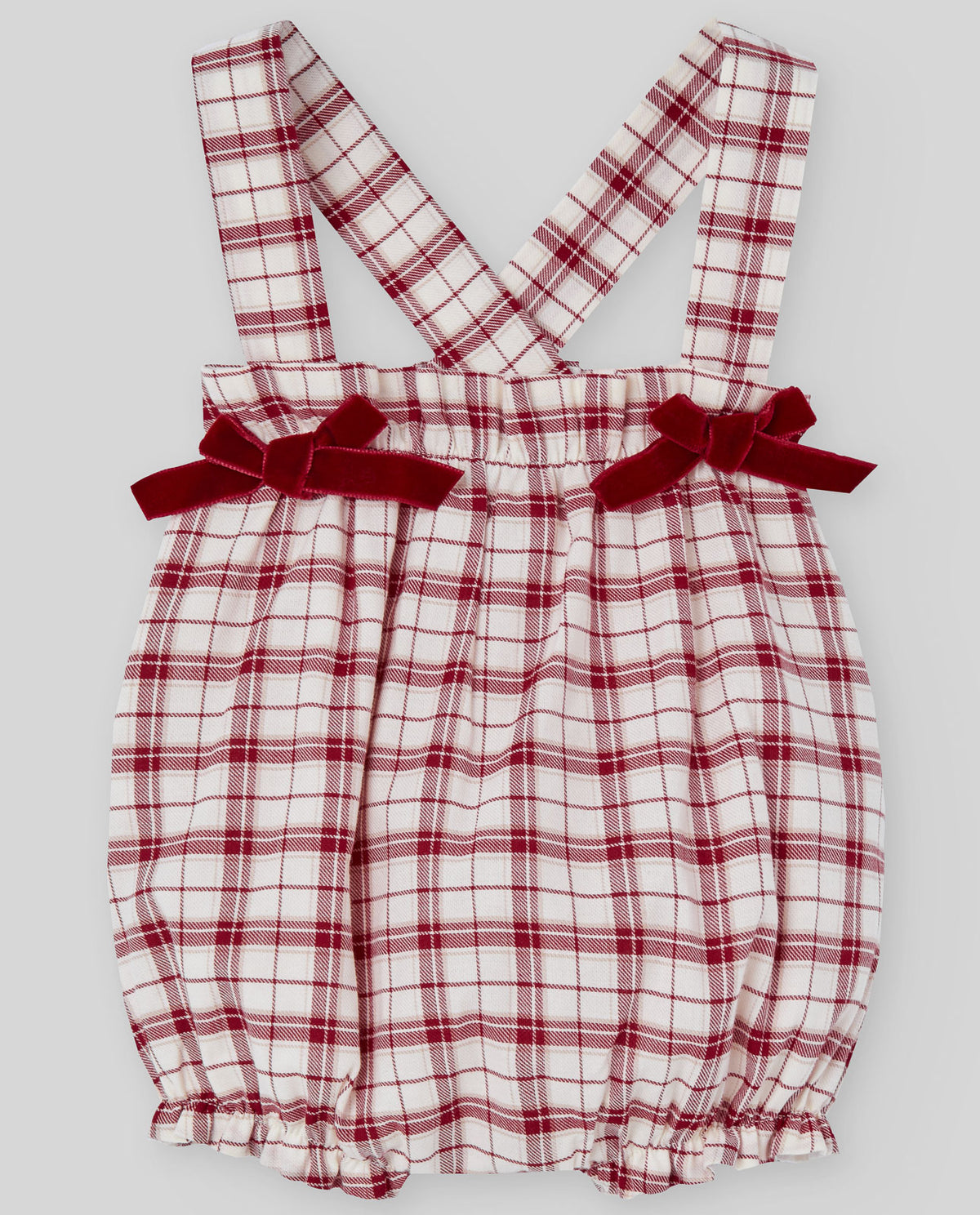 Ivory & Red Girls Check Romper & Shirt Set