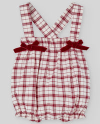 Ivory & Red Girls Check Romper & Shirt Set