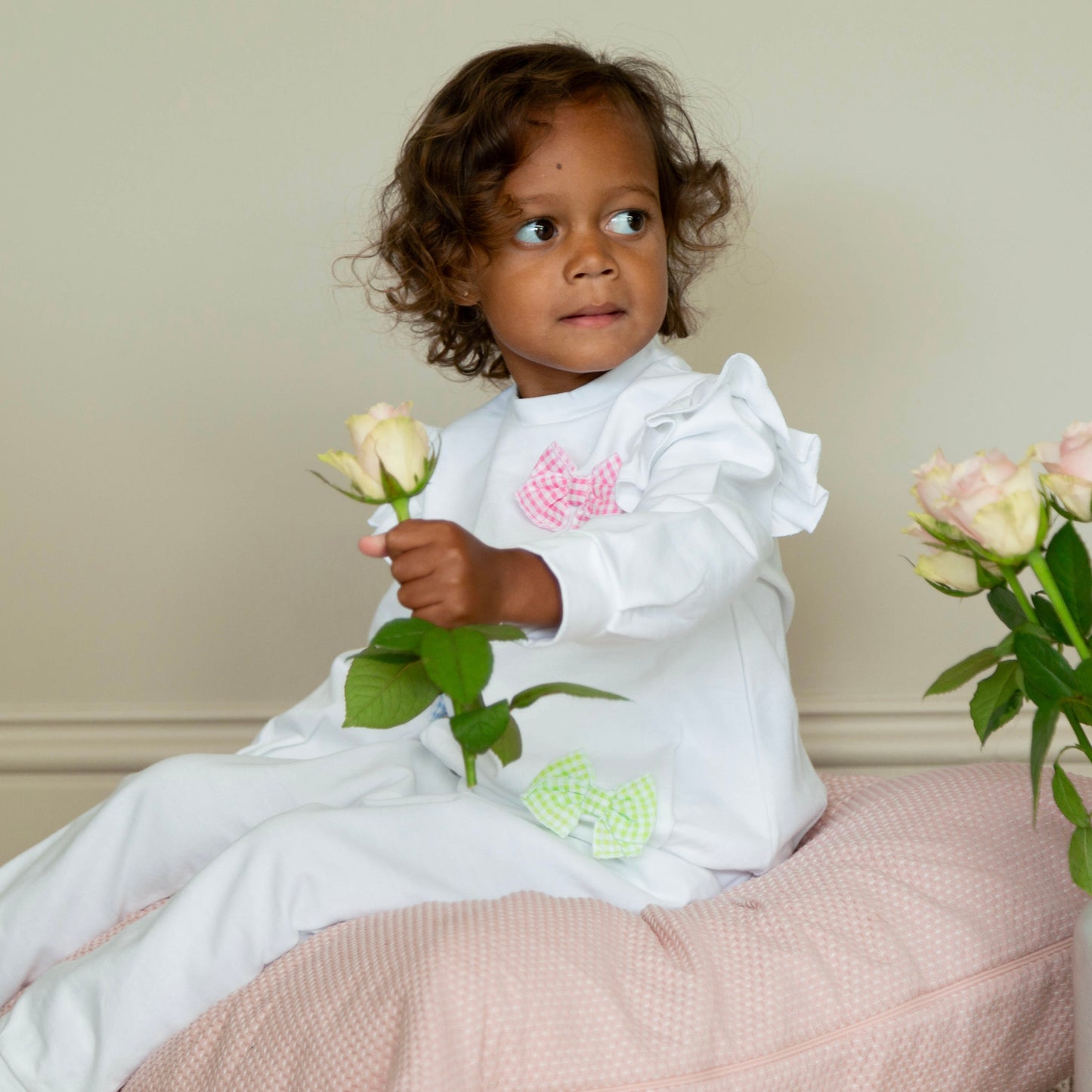 White Loungesuit With Bows