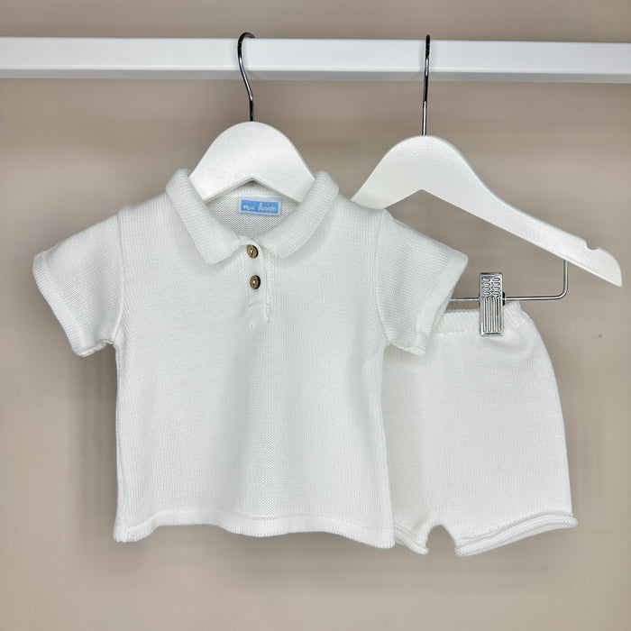 White Knitted Polo Set