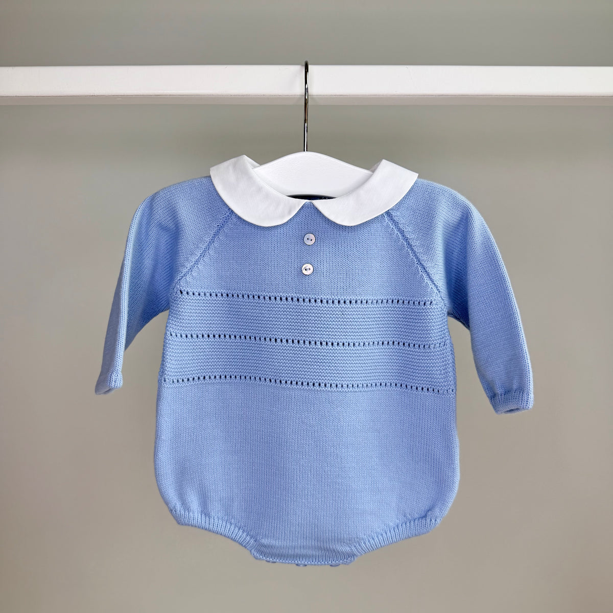 Blue Knitted Peter Pan Collar Romper