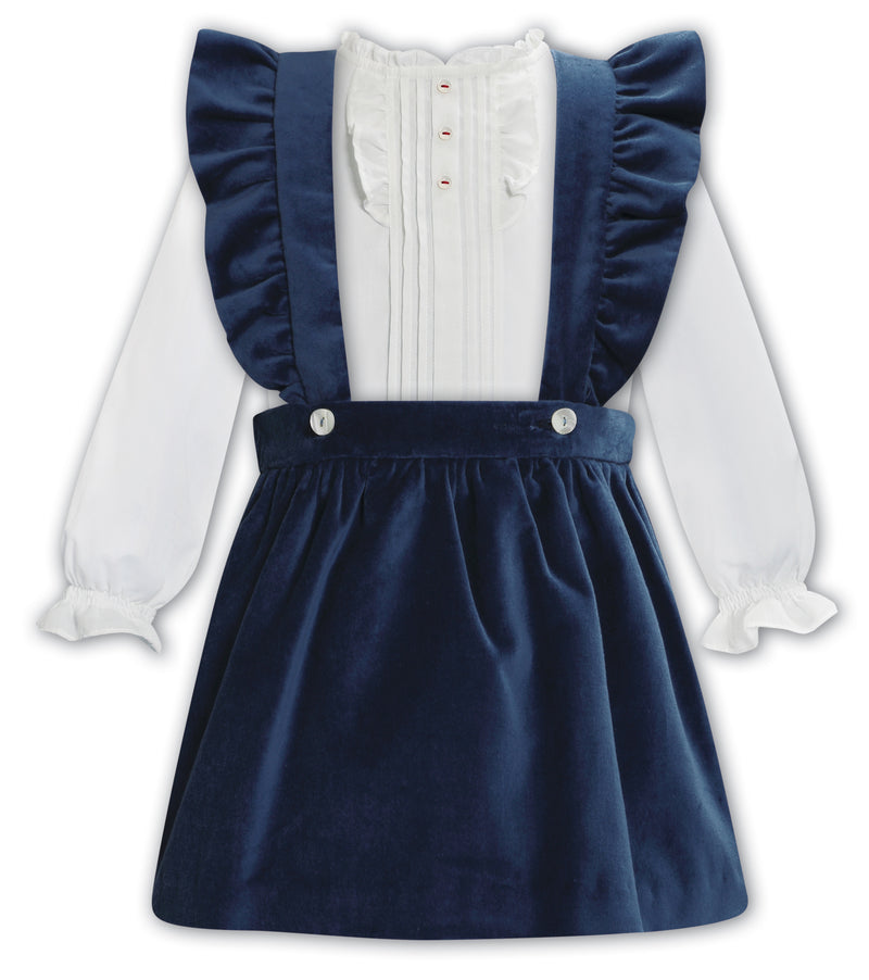 Navy Velvet Pinafore Dress