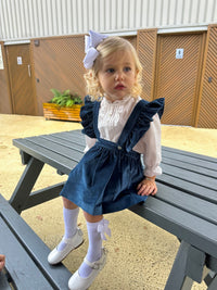 Navy Velvet Pinafore Dress