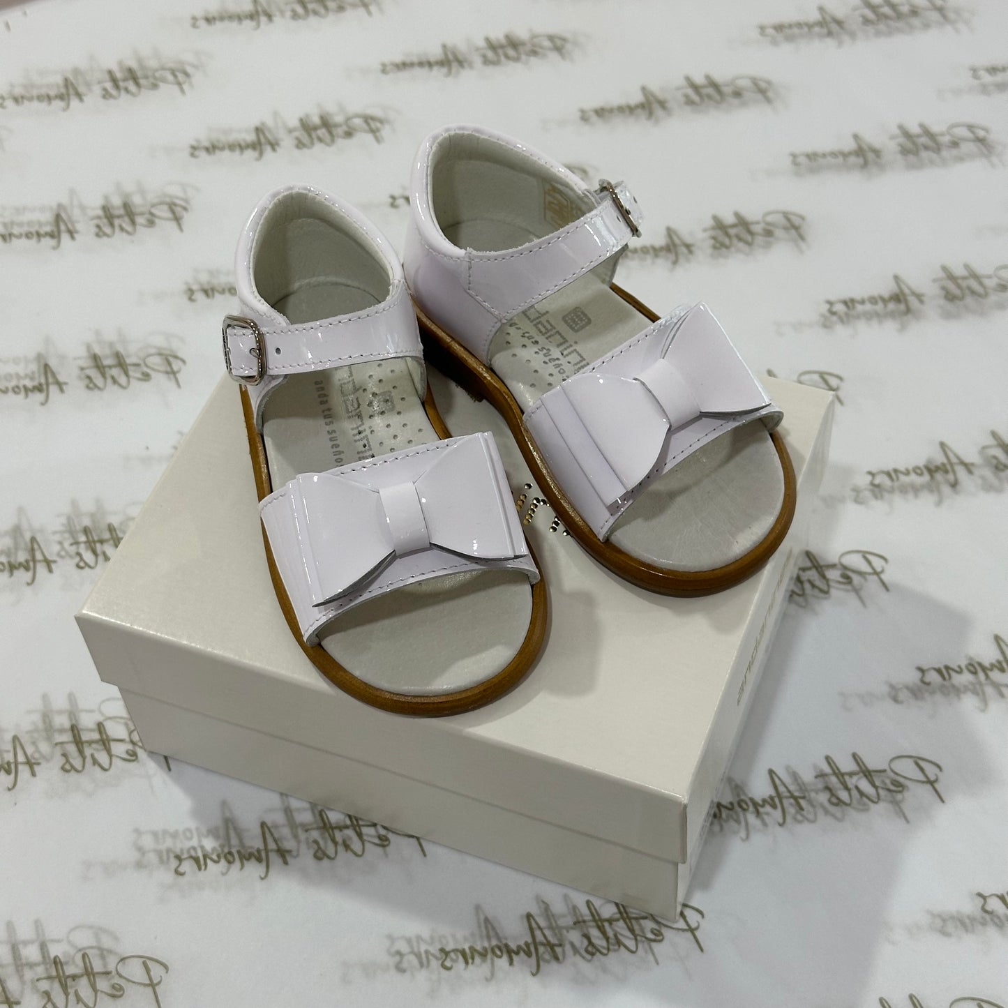 White Patent Bow Sandals