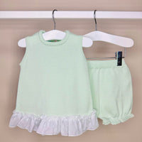 Mint Girls Bow Bloomer Shorts Set