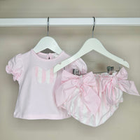 Pink Butterfly Top & Frilly Bloomer Set