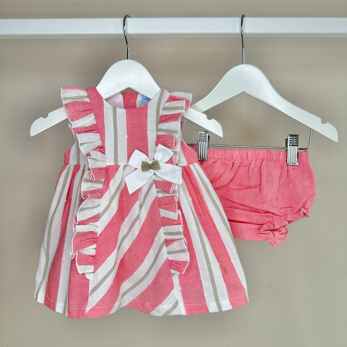 Hot Pink Stripe Dress & Pant Set