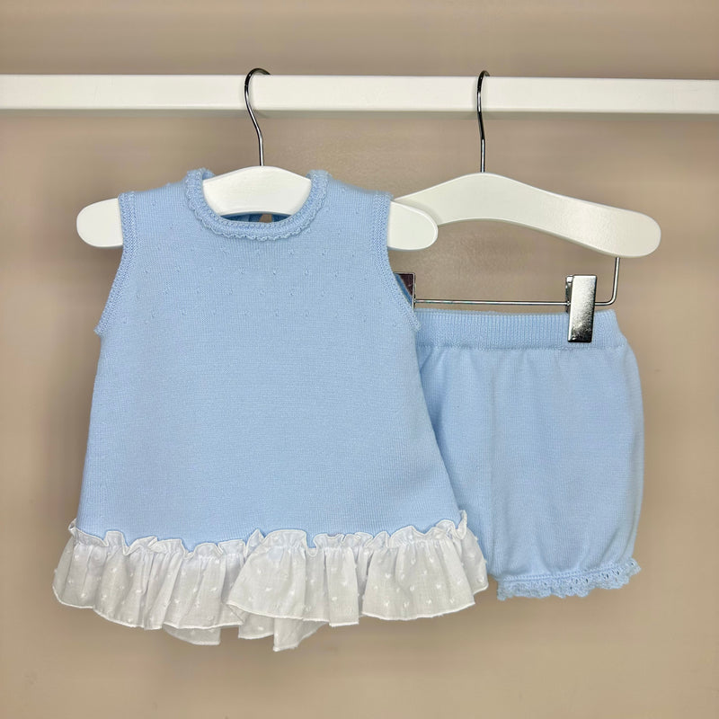 Blue Girls Bow Bloomer Shorts Set