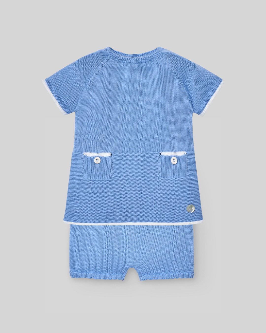 Blue Knitted Shorts Set