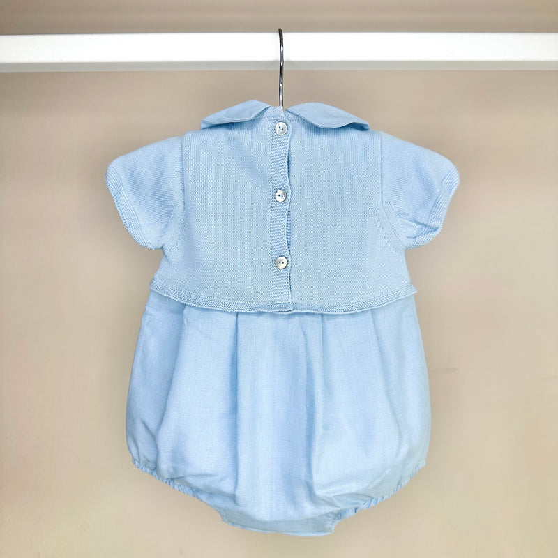 Blue Half Knit Romper