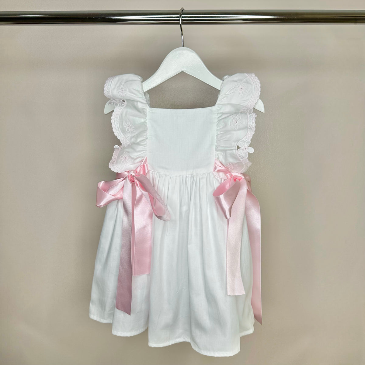 White Dress With Pink Ribbon