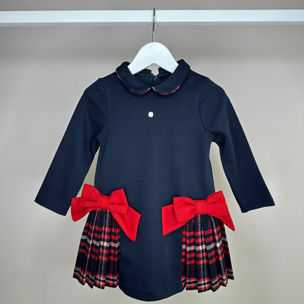 Navy Tartan Jersey Dress