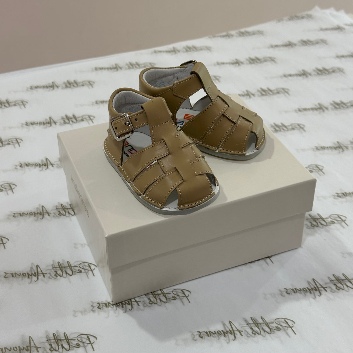 Beige Leather Baby Sandals