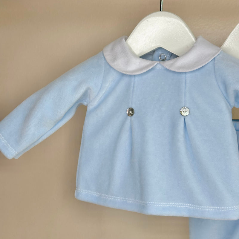 Blue Velour Baby Set