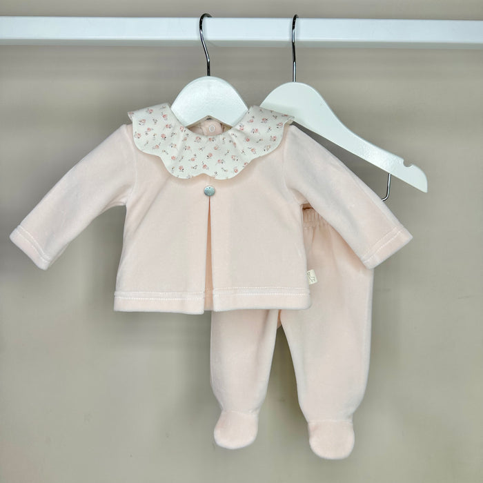 Peach Floral Velour Two Piece