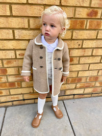 Boys Camel Marae Coat With Cream Trim