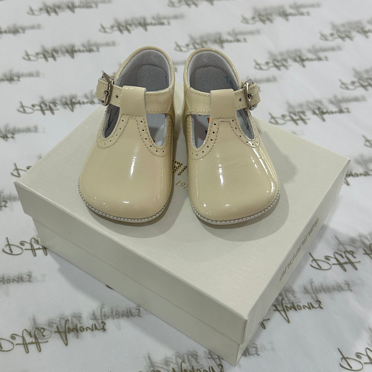 Cream Patent Pram Shoes