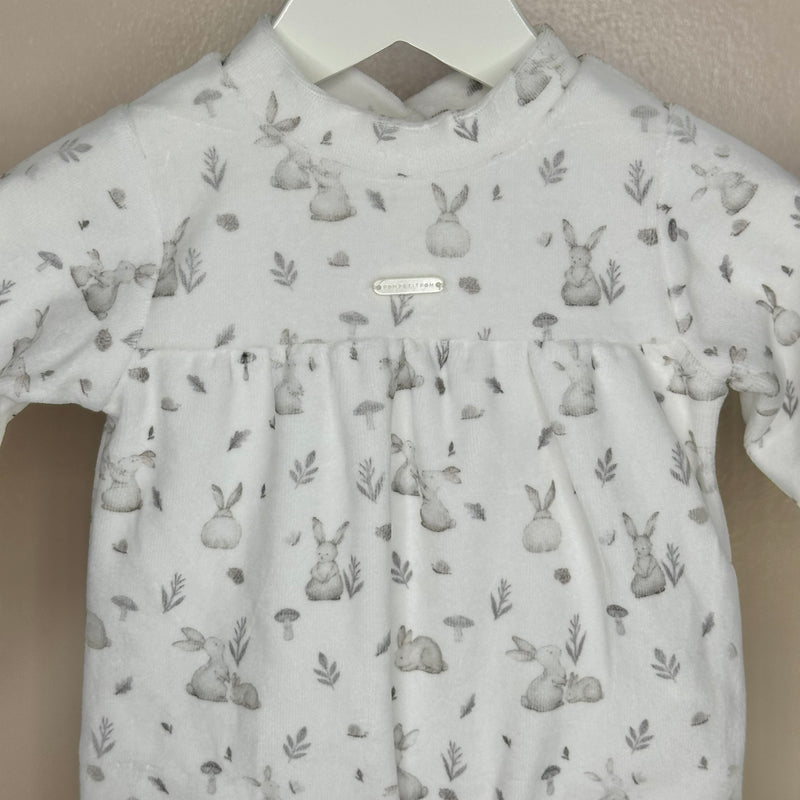 Grey Bunny Print Babygrow