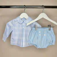 Blue Check Shirt & Corduroy Pant Set