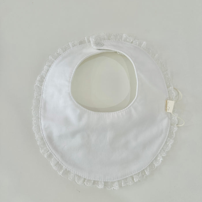 White Cotton Lace Trimmed Bib