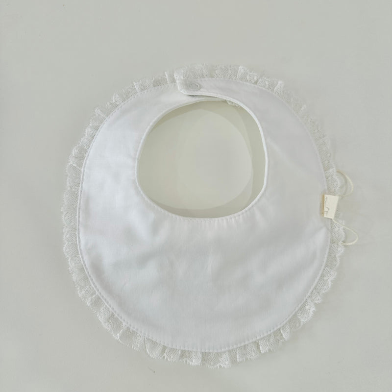 White Cotton Lace Trimmed Bib