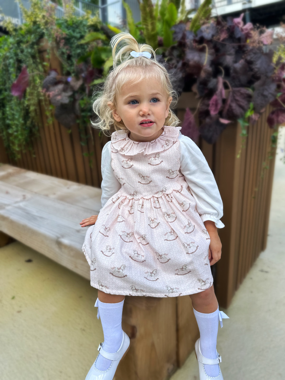 Pink Rocking Horse Pinafore Dress