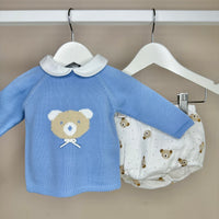 Blue Knitted Bear Jam Pant Set