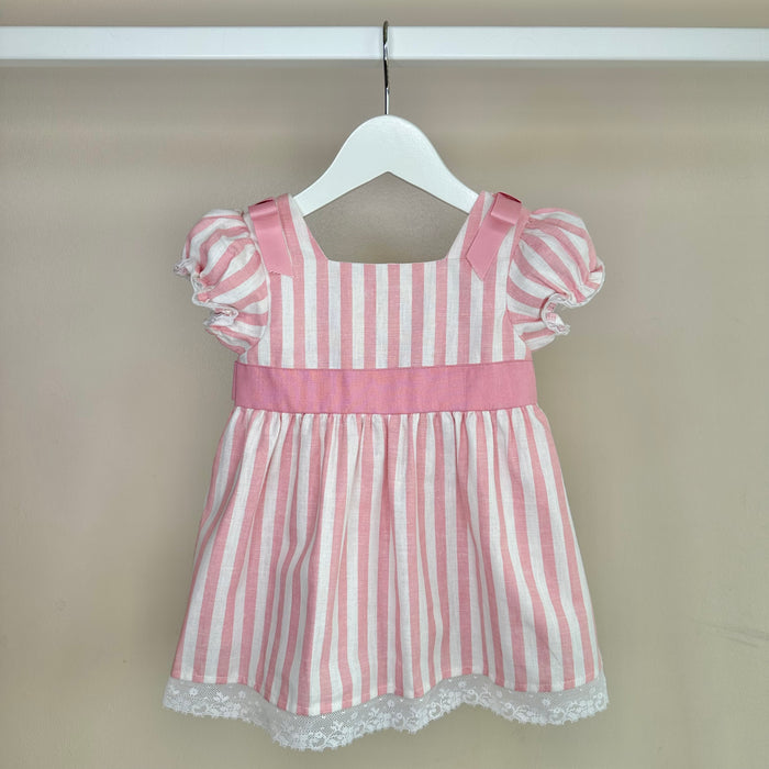Pink Candy Stripe Dress With Bows