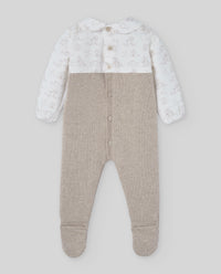 Beige Cotton & Cashmere Toile de Jouy Babygrow