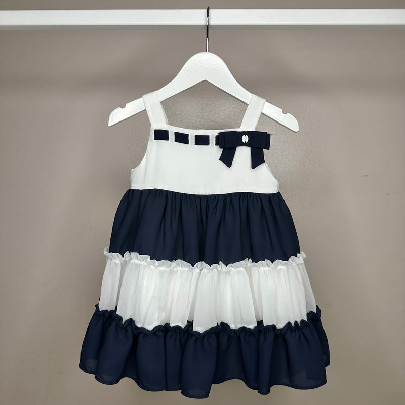 Navy & White Chiffon Dress