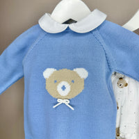 Blue Knitted Bear Jam Pant Set